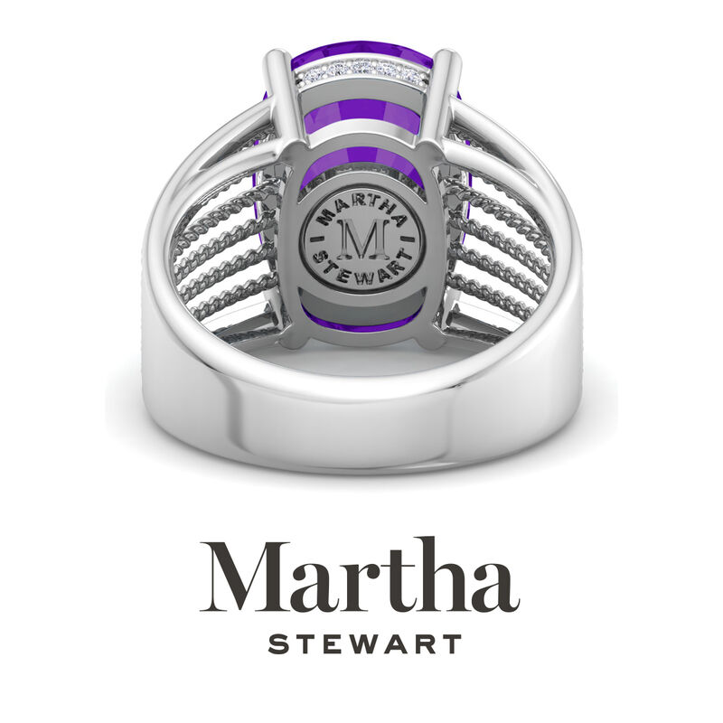 Martha Stewart 10 1/4ctw. Cushion Cut Amethyst & Lab Grown Diamond Hidden Halo Ring In Sterling Silver image number null